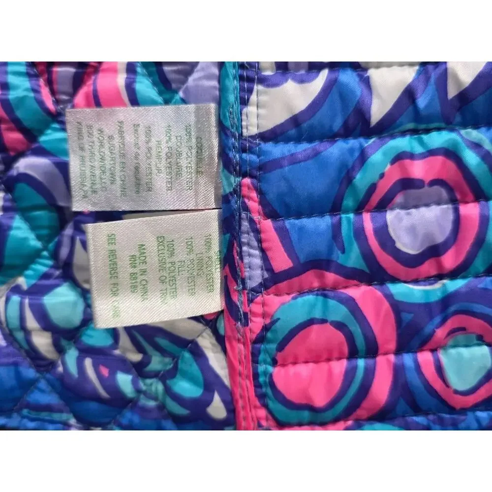 Lilly Pulitzer Lucy Quilted Vest Bay Blue Print Girls Size Medium (6-7) A010115